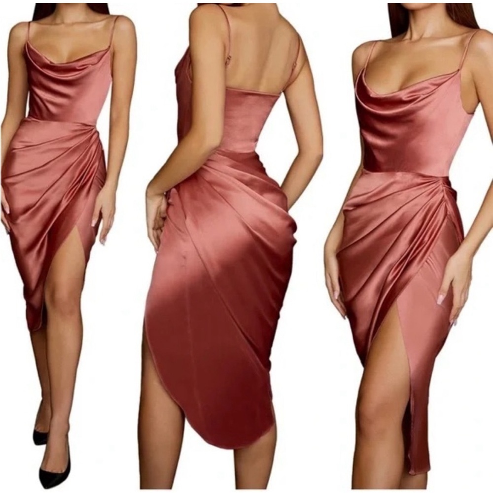 House of CB Reva Satin Corset Rose Dress